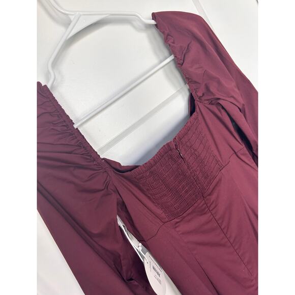 NWT Staud Josephine Cut-Out Maxi Dress Leg Slit Sweetheart Long Sleeve Plum SZ 4 - Picture 9 of 14